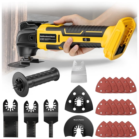 Cordless Oscillating Tool for Dewalt 20V Battery,6 Variable Speed Brushless-Motor Tool,22Pcs Oscillating Multi Tool Kit for Cutting Wood Drywall Nails Remove Grout & Sanding(Tools Only)