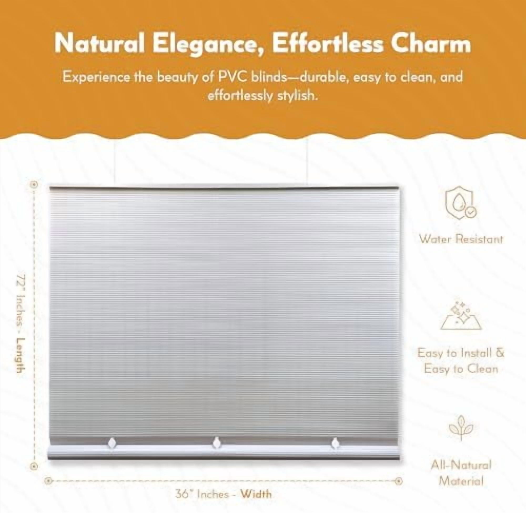 Cordless Outdoor Shades for Porch, Patio & Windows - Waterproof PVC Blinds for Indoor & Outdoor - Roll-Up Patio Privacy Screen for Diffuse Sunlight - White - 36" W x 72" L - (3320136)
