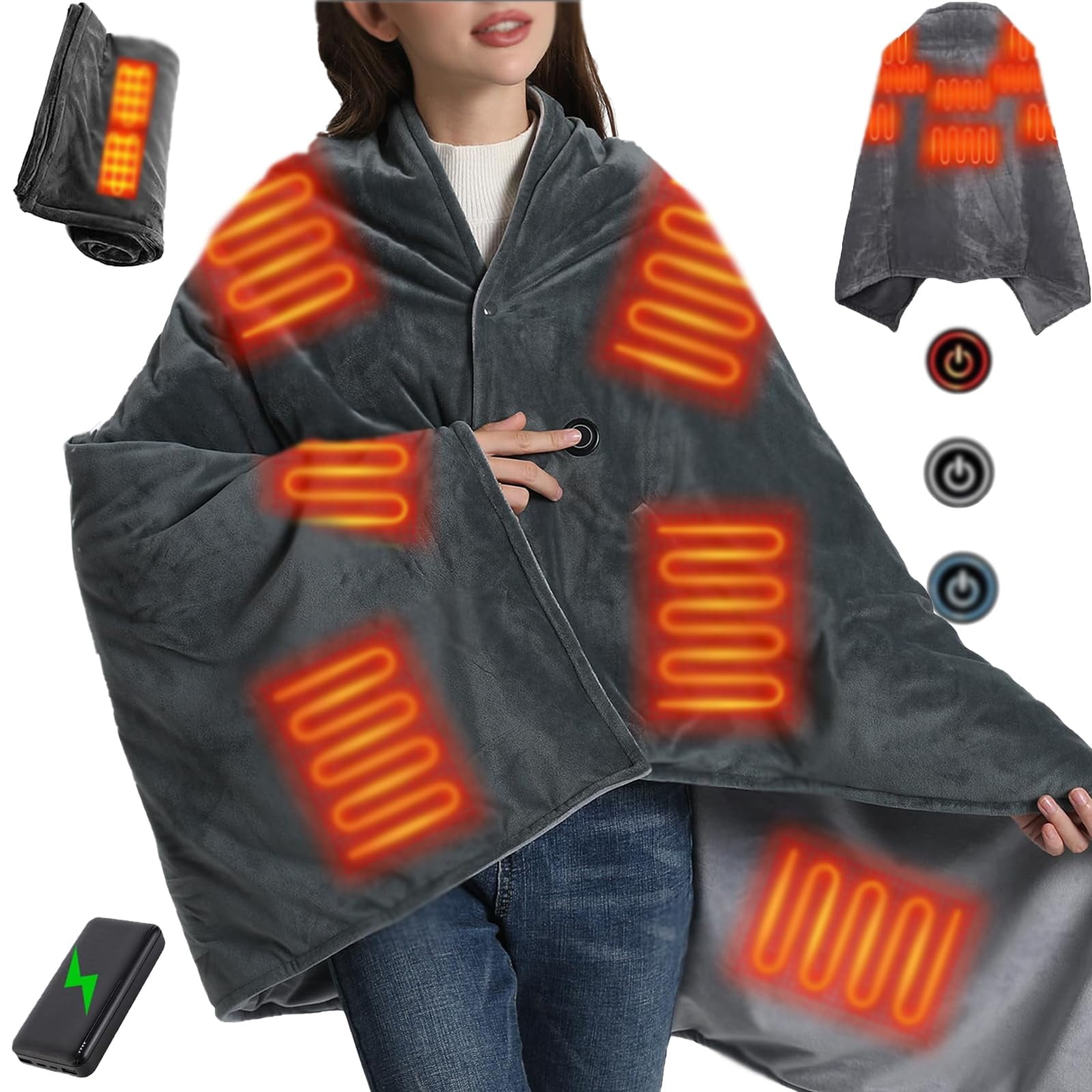 Cordless Outdoor Throw Blanket, Heated Blanket Battery Operated, Cordless Heated Blanket, Wearable USB Heated Blanket, On The Go Cordless Heated Throw, Portable Cordless Heated Throw Shawl