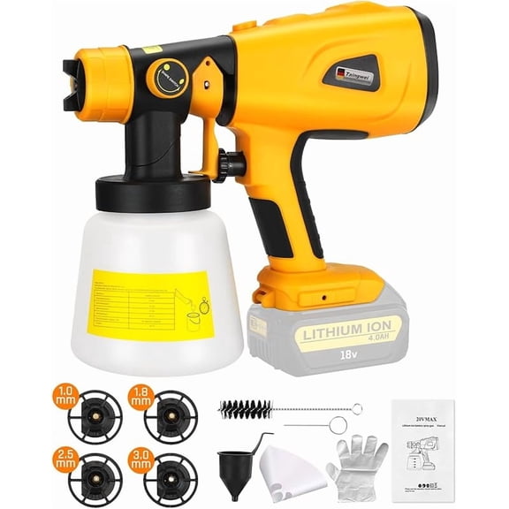 Cordless Paint Sprayer for De*walt 20v Battery,200W HVLP Paint Sprayer Gun with Brushless Motor for Cabinets Cars Walls Furniture House Painting (Tool Only)
