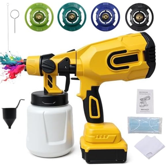Cordless Paint Sprayer for DeWalt 20V MAX Battery Electric Spray Paint Gun with High Capacity Container- Easy to Clean for House Painting, Furniture, Walls, Fence (Battery Not Included)