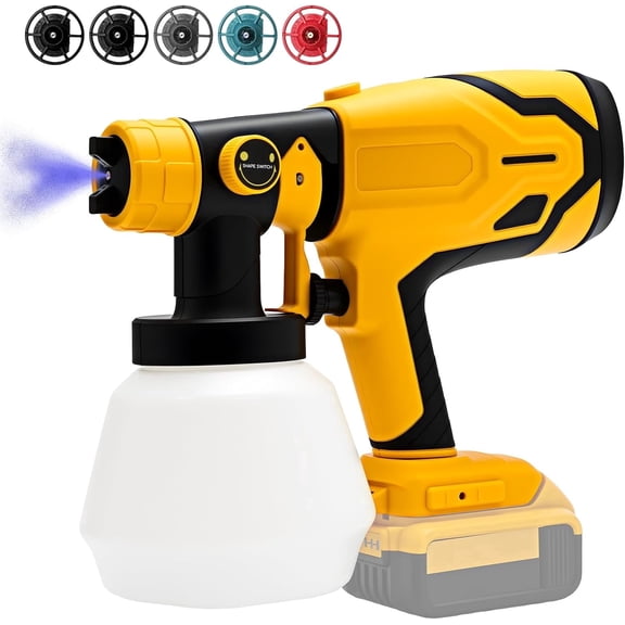 Cordless Paint Sprayer for Dewalt 20V MAX Battery, Spray Gun with Cleaning & Blowing Joints, 4 Nozzles and 3 Patterns, Easy to Clean, for Furniture, Cabinets, Fence, Walls, Door, Garden Chairs