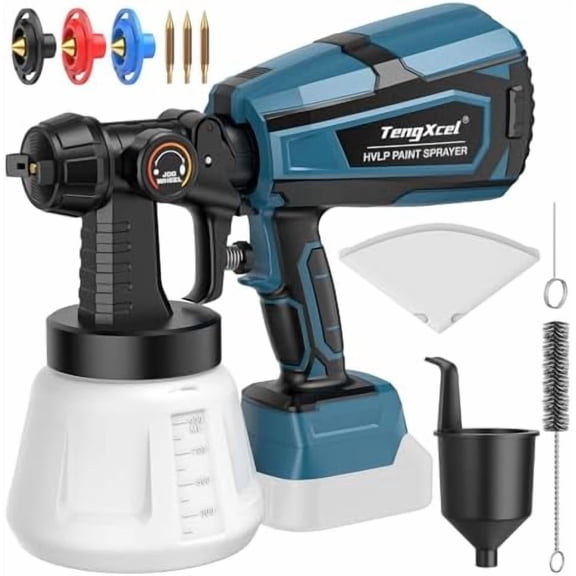 Cordless Paint Sprayer for Makita 18V LXT Li-ion Battery, 200W Spray Paint Gun with Brushless Motor, 3 Copper Nozzle and 1000ML Container, Spray Gun for Painting Ceiling, Fence, Walls(No Battery)