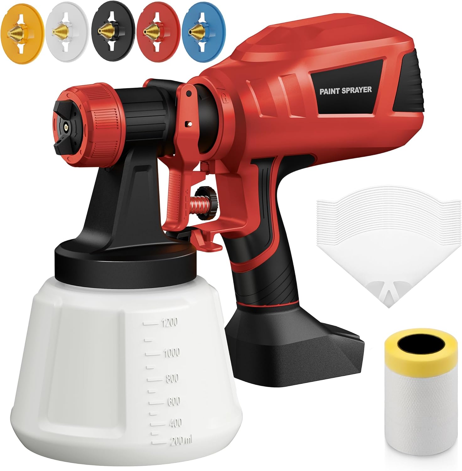 Cordless Paint Sprayer for Milwaukee M18 18V Battery, Spray Paint Gun with 5 Copper Nozzles