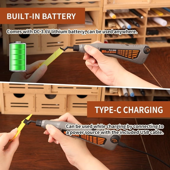 Cordless Pen Sander, Variable Speed and USB Charging with LED Light, Multi-Purpose Power Tool for , Polishing, Finishing, Crafts