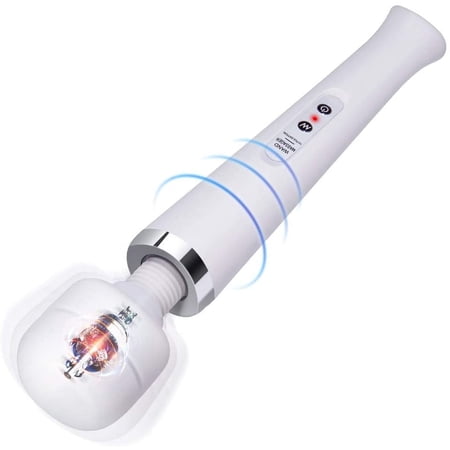 Cordless Personal Wand Electric Massager with 10 Powerful Pulse Settings, Rechargeable Handheld Back Massager Wand Massage for Deep Muscles Pain Relief (White)