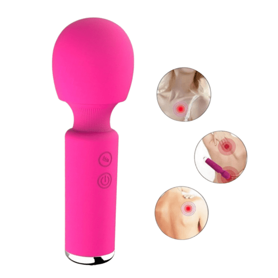 Cordless Personal Wand Electric Massager with 10 Vibration Patterns, Mini Wand Massager,Rechargeable Handheld Back Massager Wand Massage for Deep Muscles Pain Relief (Rose Red)