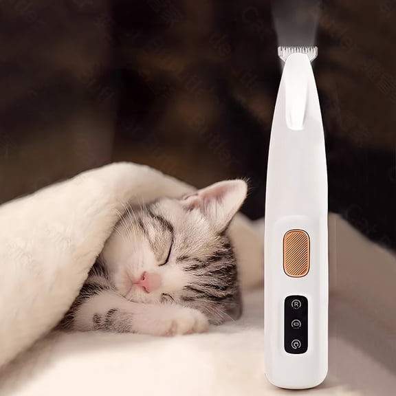 Cordless Pet Grooming Clipper,Rechargeable Electric Shaver for Small Dogs and Cats,Waterproof, Low Noise, Adjustable Blade for Home Use，White