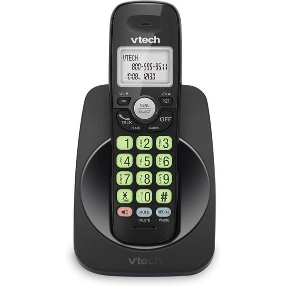 Cordless Phone with DECT 6.0, Full-Duplex Speakerphone, Lighted Display, Backlit Keypad, Caller ID/Call Waiting, Volume Control, Hearing Aid Compatible, Wall Mount | VG131-11 (Black)
