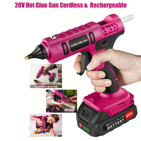 Cordless Pink Hot Glue Gun Kit - Fast-Heating Wireless Design with 12pcs 0.43'' Glue Sticks, Ideal for DIY, Arts & Crafts, Christmas Decor, Perfect Gift for Women (127 chars)