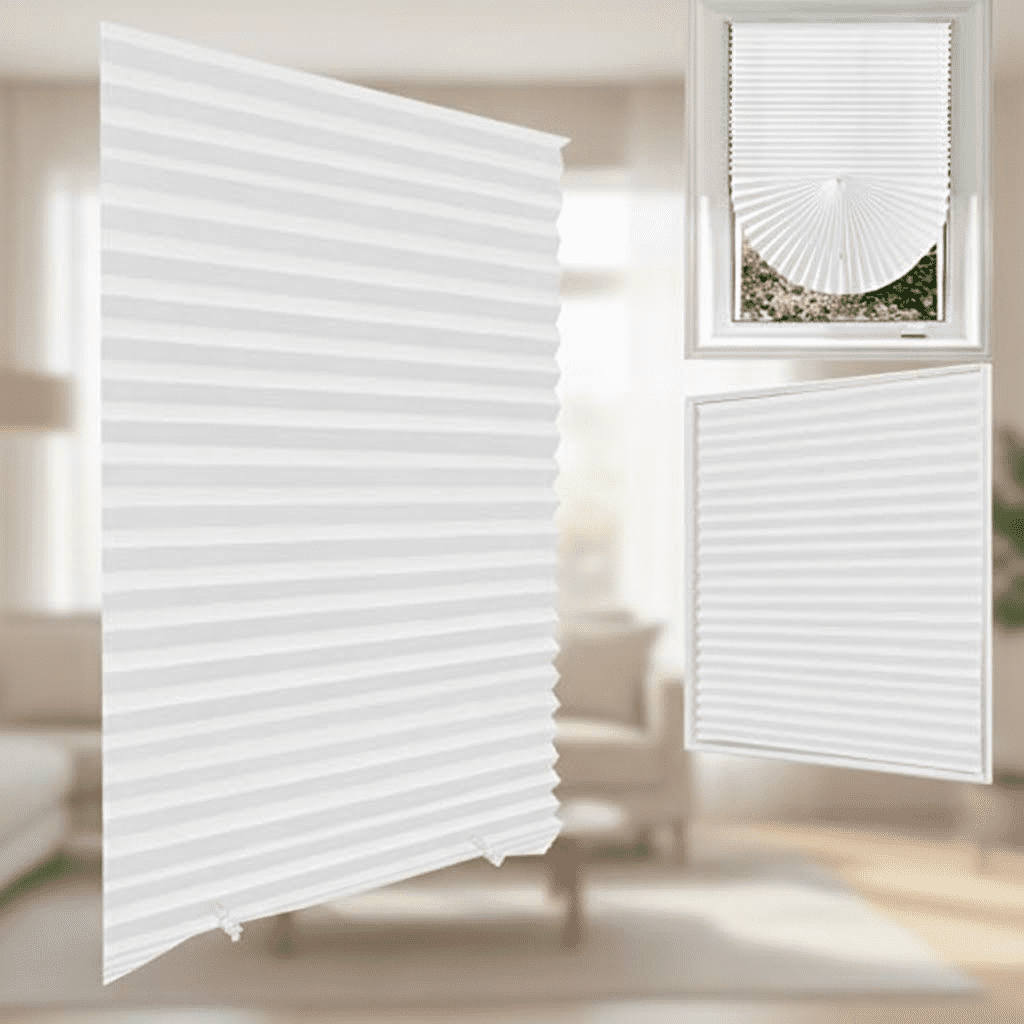 Cordless Pleated Fabric Window Shades, Light Filtering Temporary Blinds ...
