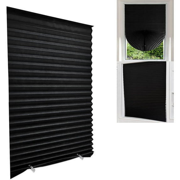 Cordless Pleated Window Shades Temporary No Drill Light Filtering Room Darkening Fabric Blinds Cut to Size Easy Install for Bedroom Office Nursery Living Room Kitchen Windows