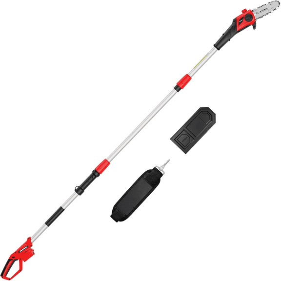 Cordless Pole Saw Compatible with Milwaukee M18 Battery | 8"/14.2 ft Max Reach (Battery Not Included), Auto Oiling System, Dual-Side Safety Lock, Shoulder Strap, for Tree Trimming