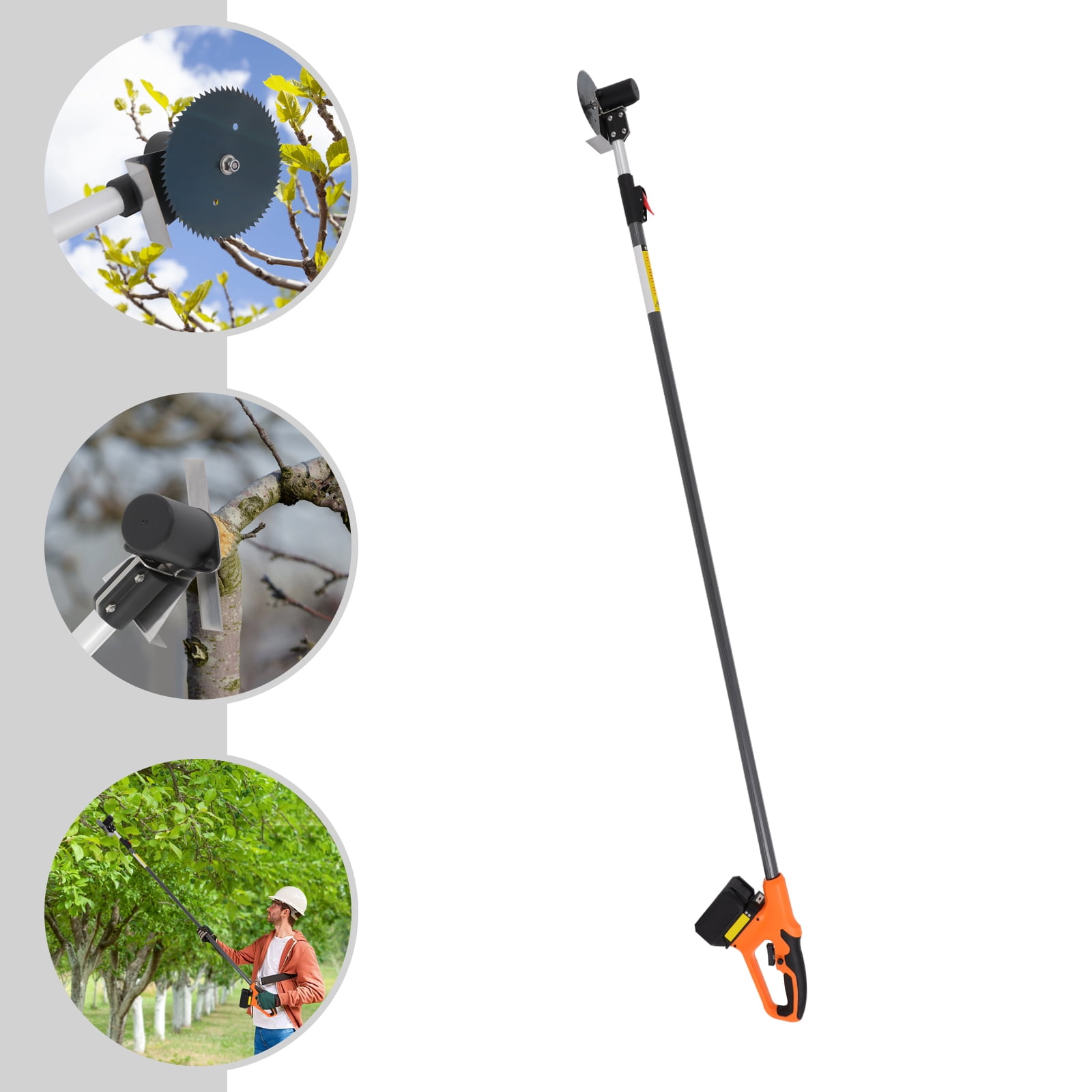 Cordless Pole Saw, Adjustable Electric Pole Saws for Tree Trimming, Battery Powered Pole Hedge Trimmer with 2 Blades & Lithium Battery for Orchards, Farms, Botanical Gardens