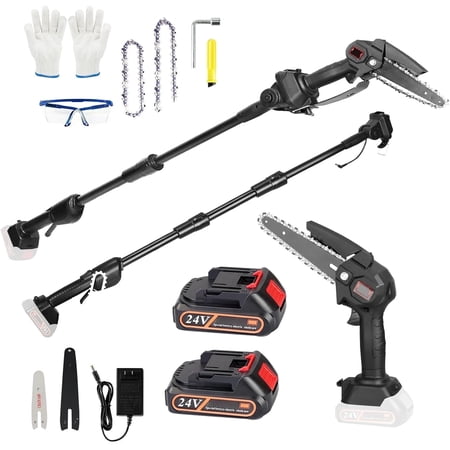 Cordless Pole Saw and Mini Chainsaw,2-IN-1 Pole Chainsaw,Brushless Electric Pole Saw Battery Powered 4in/6in Chainsaw, 67 Inch Max Reach Tree Trimmer Pole Saw