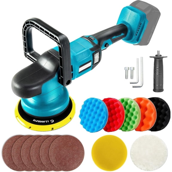 Cordless  Polisher, 6inch Brushless Buffer Orbital Portable Polishing Waxer Machine with 6 speeds 750-6800RPM, Compatible with Makita 18V  ( Not Included)