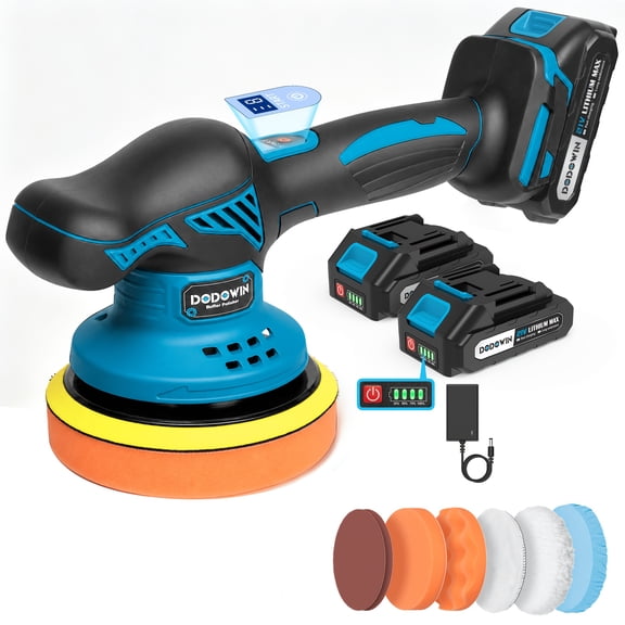 Cordless Polisher Buffer for Boats and RVs, Marine Grade Waxing Tool with Battery and Charger, Lightweight Orbital Polisher for Gel Coat Restoration