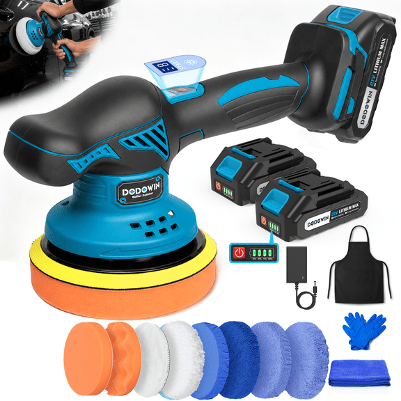Cordless Polishing Machine with Battery and Charger, Orbital Buffer for Car Detailing and Waxing, Lightweight Tool for Marine, RV, and Furniture
