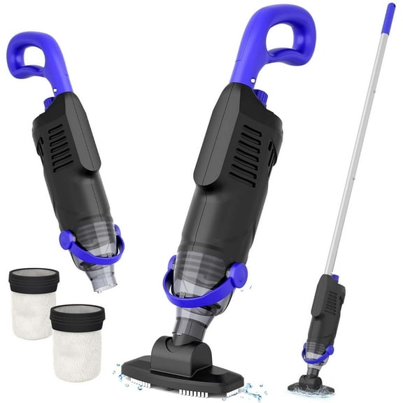 Nichro Cordless Rechargeable Pool Vacuum Cleaner - 60W Powerful Suction for Above Ground Pools, Hot Tubs, Spas | Includes Pole | 18GPM Flow Rate | Handheld Design-Black