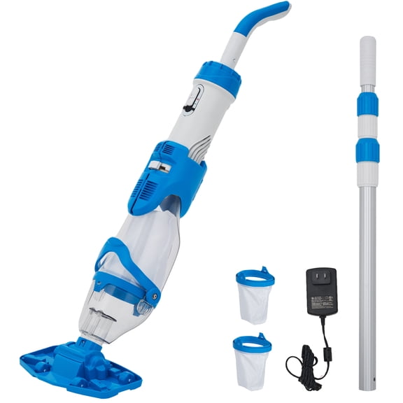 Cordless Pool Vacuum with Telescopic Pole 18.5 GPM Powerful Suction 60 Min Runtime Handheld Rechargeable for Above Ground Inground Pools Hot Tubs Spas