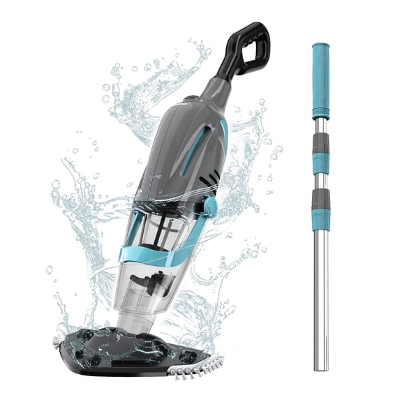 SEYVUM Cordless Handheld Pool Vacuum with Telescopic Pole, 80 Min Runtime Rechargeable Pool Cleaner, 18.5 Gal/Min Suction, Dual-Filter System for Above Ground Pools, Spas and Hot Tubs