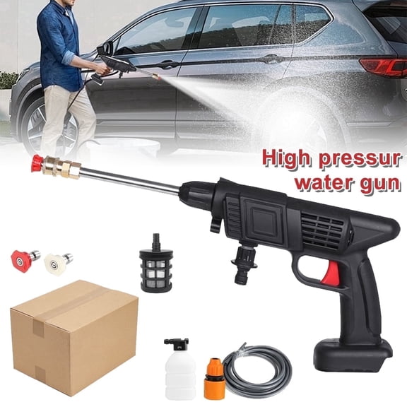 Cordless Portable Electric High Pressure Spray Water Car Wash Gun, Handheld Power Washer Gun 5FT Horse for Car, Home, Garden Floor Cleaning, Washing Cars, Watering Flowers