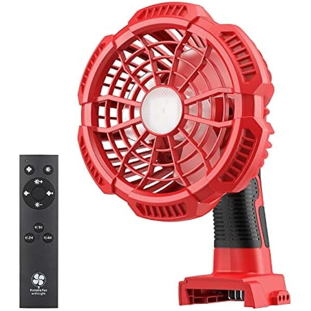 Cordless Portable Fan for Milwaukee 18V Lithium-ion Battery, Handheld Fan with 9W LED Light, USB Port, Rechargeable fan for Camping Tent Office Travel, Milwaukee Tools Summer Gift