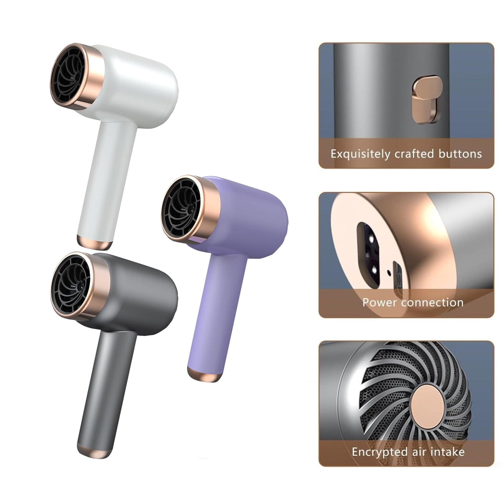 Cordless Portable Hair Dryer with 3 Speeds & Temperatures, USB Rechargeable Battery Powered Blow Dryer for Travel Camping Home (1×Wireless Rechargeable Hair Dryer)