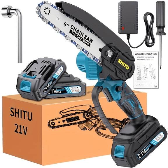 Cordless Portable Mini Chainsaw, Handheld Battery Powered Saw with Safety Lock for Tree Pruning Wood Cutting