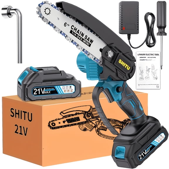 Cordless Portable Mini Chainsaw, Handheld Battery Powered Saw with Safety Lock for Tree Pruning Wood Cutting