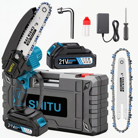 Cordless Portable Mini Chainsaw, Handheld Battery Powered Saw with Safety Lock for Tree Pruning Wood Cutting