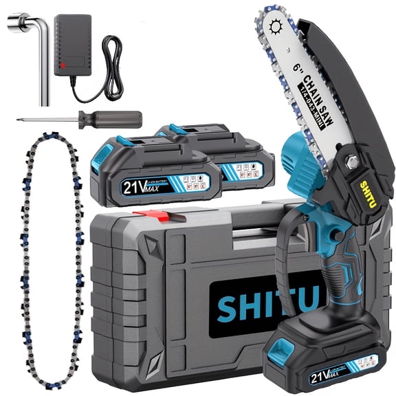 Cordless Portable Mini Chainsaw, Handheld Battery Powered Saw with Safety Lock for Tree Pruning Wood Cutting