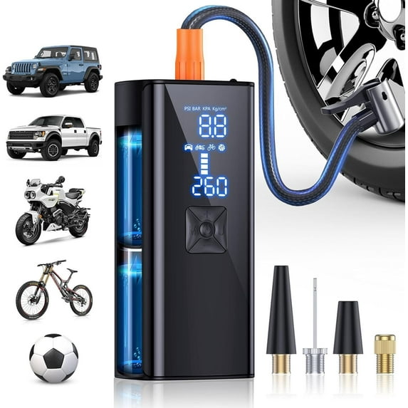 Cordless Portable Tire Inflator,150 PSI &9900mAh Portable Air Pump for Car Tires,3X Faster Cordless Tire Inflator with Digital Pressure Gauge,Bike Pump for Car, Motorcycle, Bicycle, Ball,