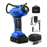 Cordless Portable Tire Inflator, Air Compressor for Car Tires, Compact Air Pump Fast Inflation with Auto Shut off, 160 PSI Digital Pressure Gauge, Rechargeable Battery & 12V DC,Bule