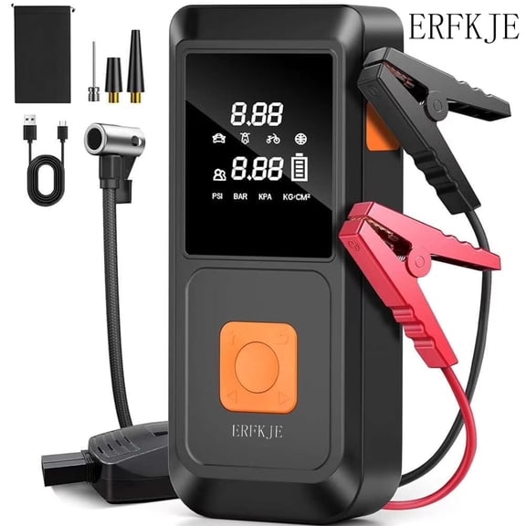 ERFKJE Jump Starter with Air Compressor,Cordless Portable Tire Inflator with Car Jump Starter 150 PSI Tire Air Compressor and Jump Starter Combo 12V/2000A for Car Tires