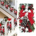 thumbnail image 1 of Cordless Prelit Christmas Wreath - LED Stairway Garland with Snowballs and Berries, Battery Operated Door Wall Decor for Indoor Outdoor Holiday Home Decorations(E), 1 of 8
