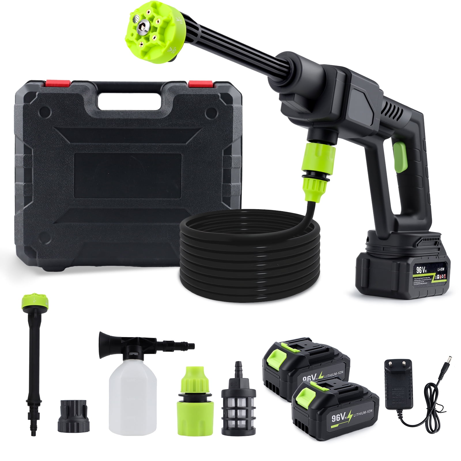 Cordless Pressure Washer,1200PSI Battery Powered with Foam Cannon, 6-in-1 Nozzle, Portable Power Washer for Car, Patio, Home & Garden Cleaning