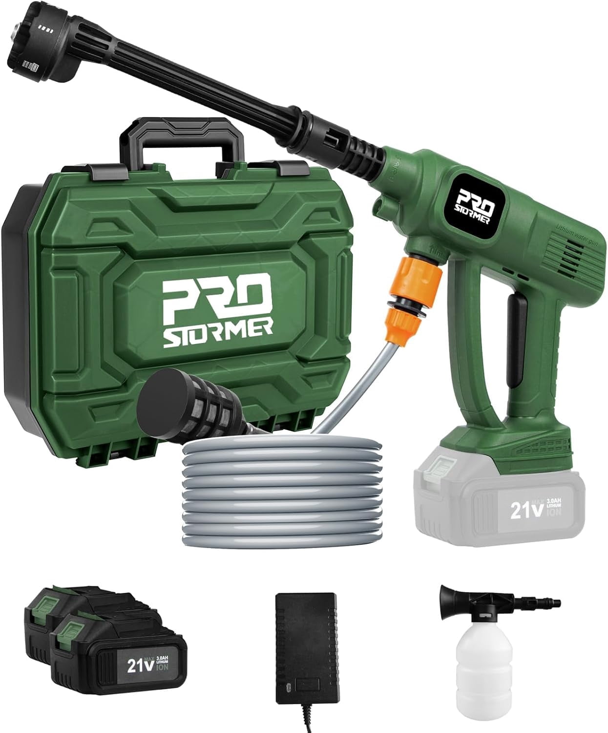 Cordless Pressure Washer 1500PSI, Portable Handheld Water Gun with 2PCS 3.0Ah Batteries and Charger, 6-in-1 Nozzle for Car, Home, Floor