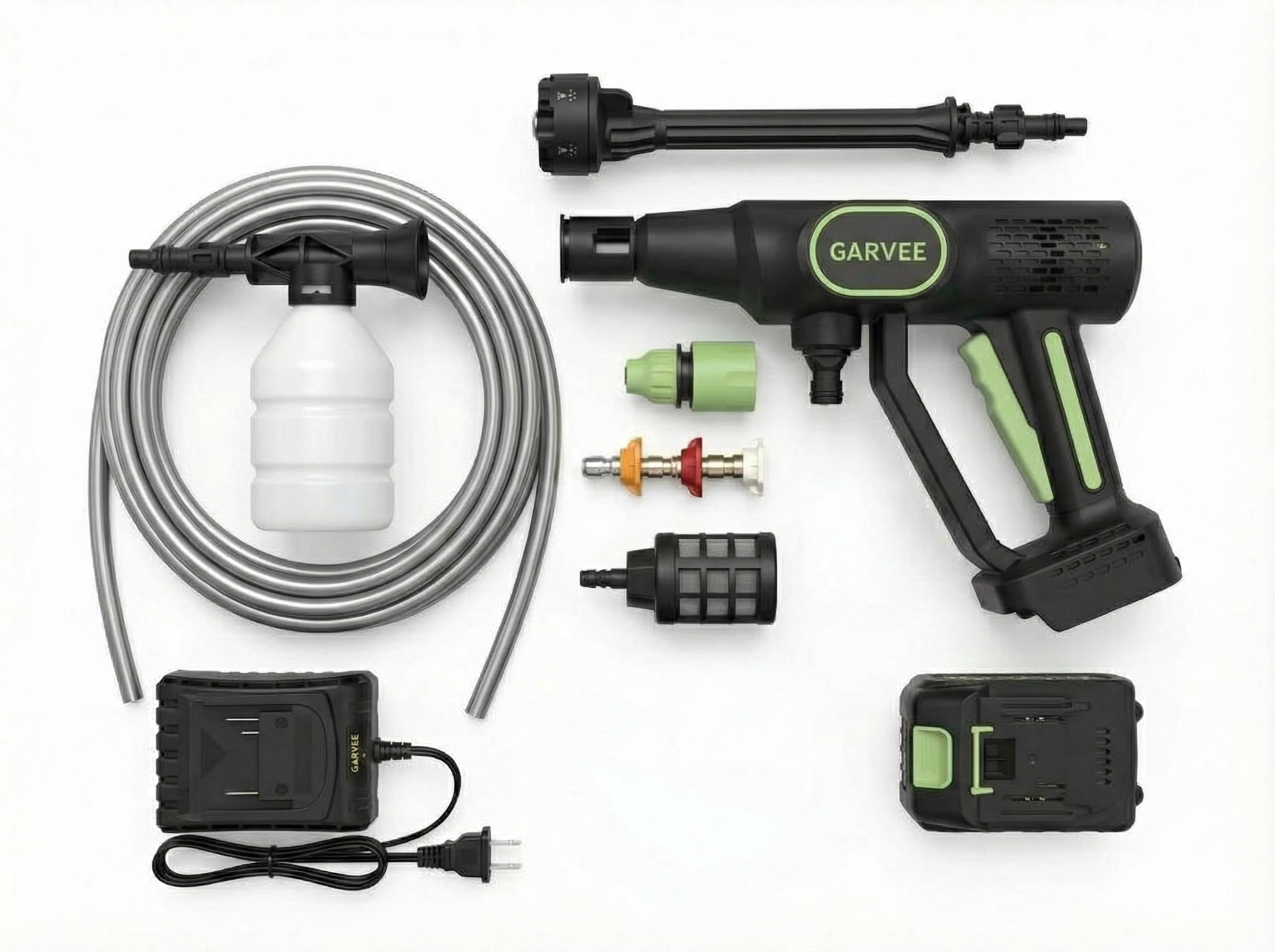 Cordless Pressure Washer 20V – 320 PSI Portable Power Cleaner with 6-in-1 Nozzle, Foam Cannon, 4.0Ah Battery & 26ft Hose for Car, Patio, Home & Garden