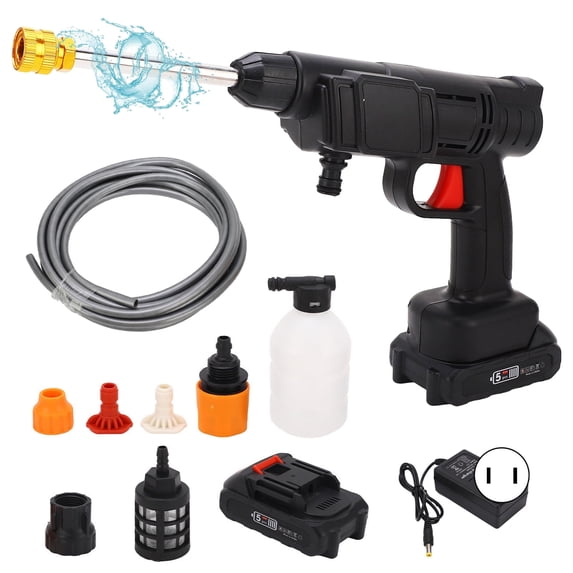 Ldyso Black Cordless Pressure Washer, 21V 600W 350PSI Electric Power Washer with 6-in-1 Nozzles