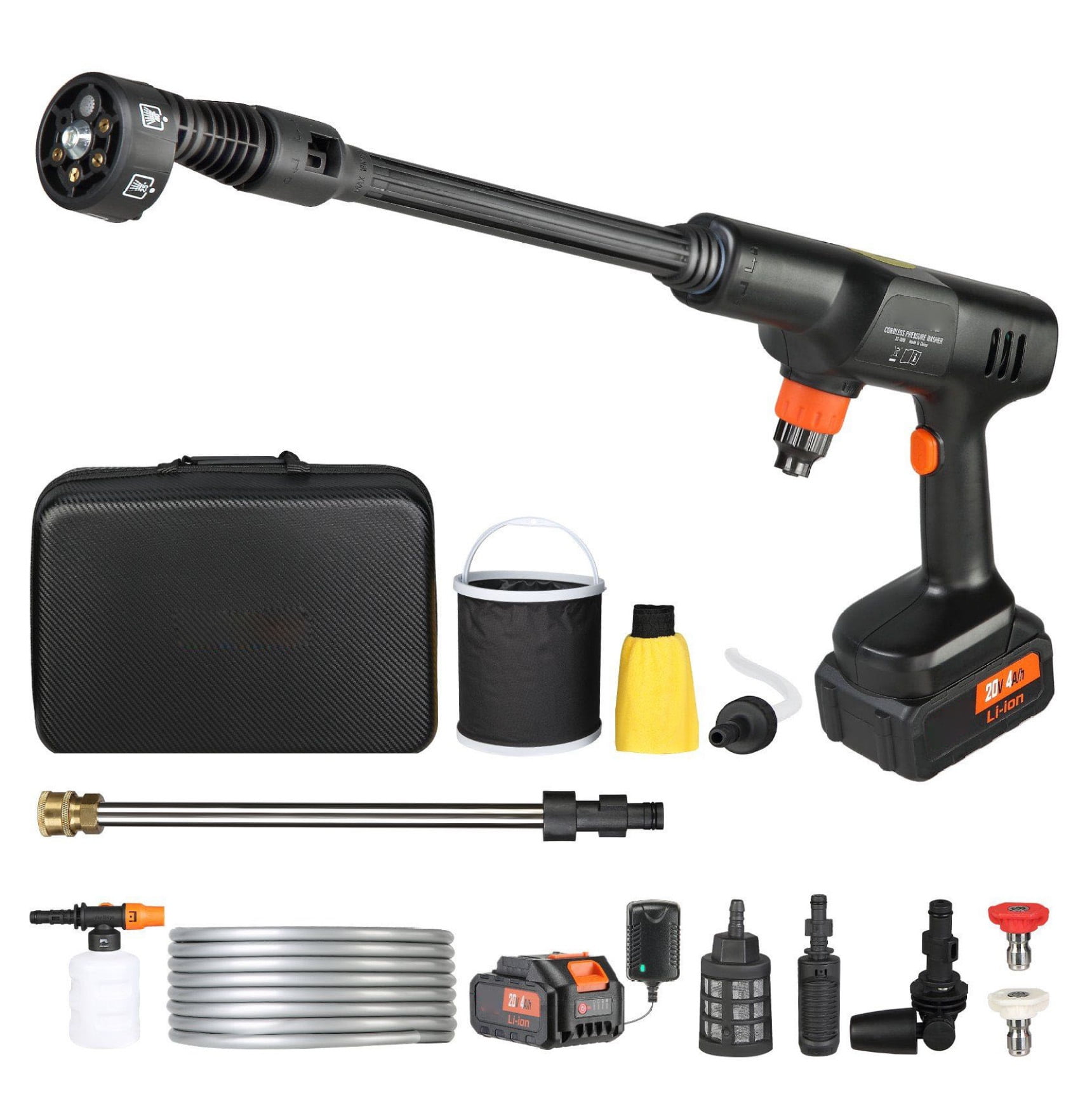 Cordless Pressure Washer 652 PSI 1.0 GPM, Portable Power Cleaner Gun, 4.0Ah Battery, 6-in-1 Nozzle, for Car, Patio, Floor Cleaning & Watering