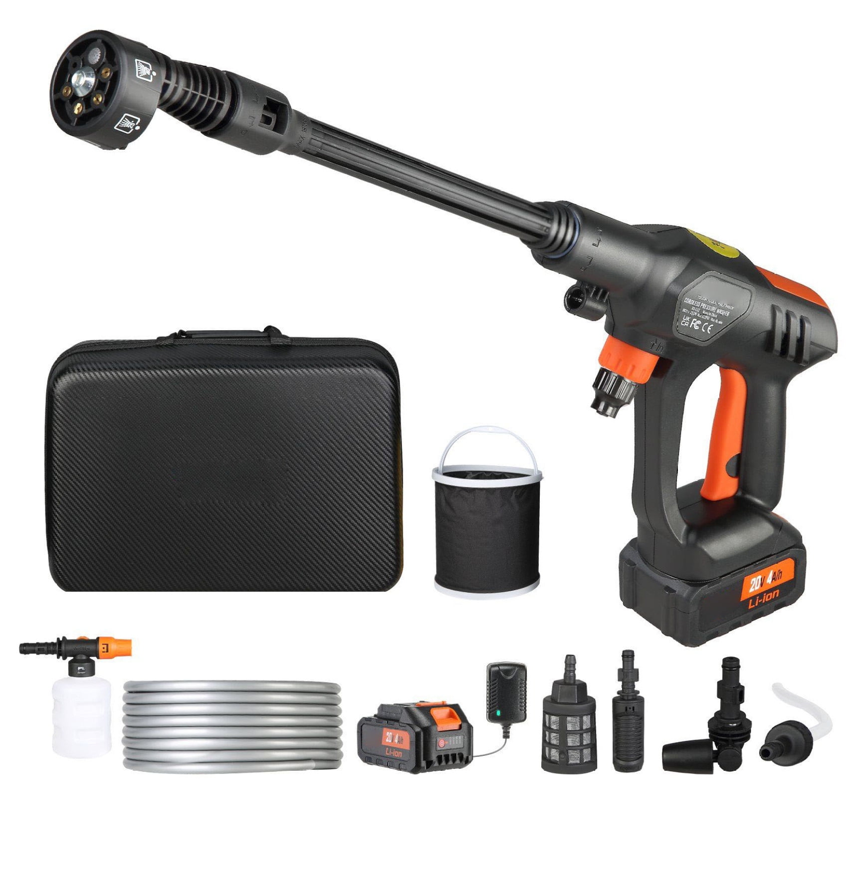 Cordless Pressure Washer 652 PSI 1.1 GPM Portable Power Cleaner, Handheld Car Wash Gun with 4.0Ah Battery, 6-in-1 Nozzle, for Auto, Patio, Floor Cleaning