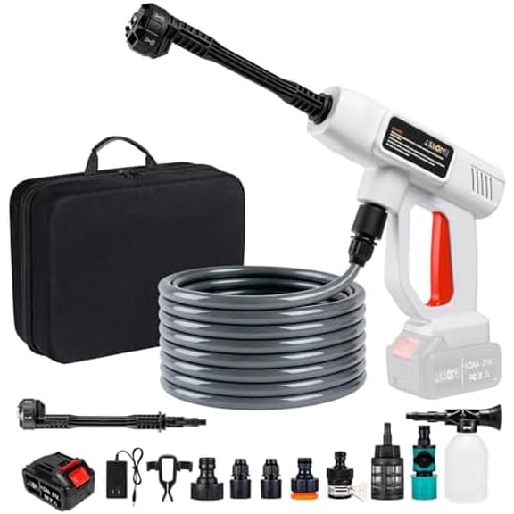 Cordless Pressure Washer,980PSI 21V Battery Powered Cordless Power Washer with 6-in-1 Nozzle, Fast Charger,Connectors,Portable Handheld Pressure Washer Cleaner for Home,Cars$$Garden & Patio