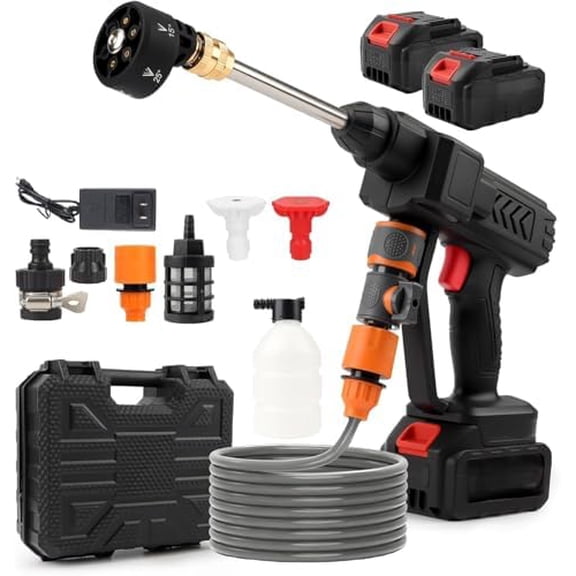 Cordless Pressure Washer Battery Powered,900PSI Portable Pressure Washer with Charger & 6-in-1 Nozzle & 2 Nozzle,Handheld Car Washer for Home, Car, Yard$$Garden & Patio