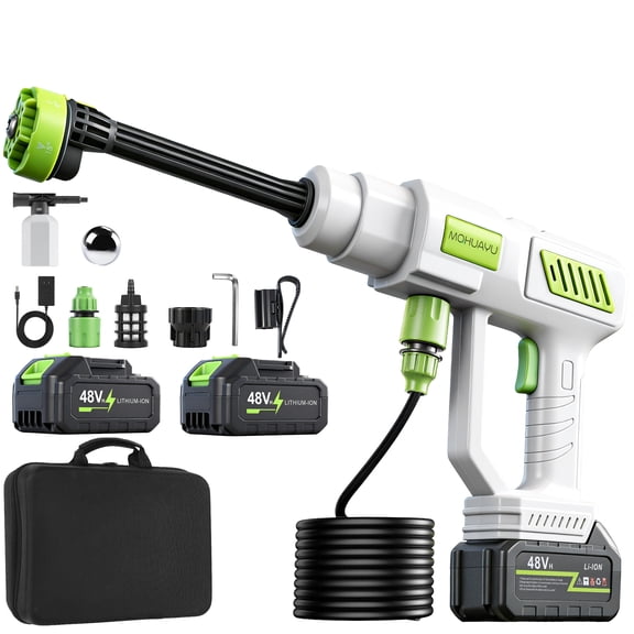 Cordless Pressure Washer Battery Powered; 1000PSI Cordless Power Washer with 6-in-1 Nozzle, 16.4FT High-Elastic Hose, 48V Battery&Charger; Portable Handheld Pressure Washer Cleaner for Home, Car