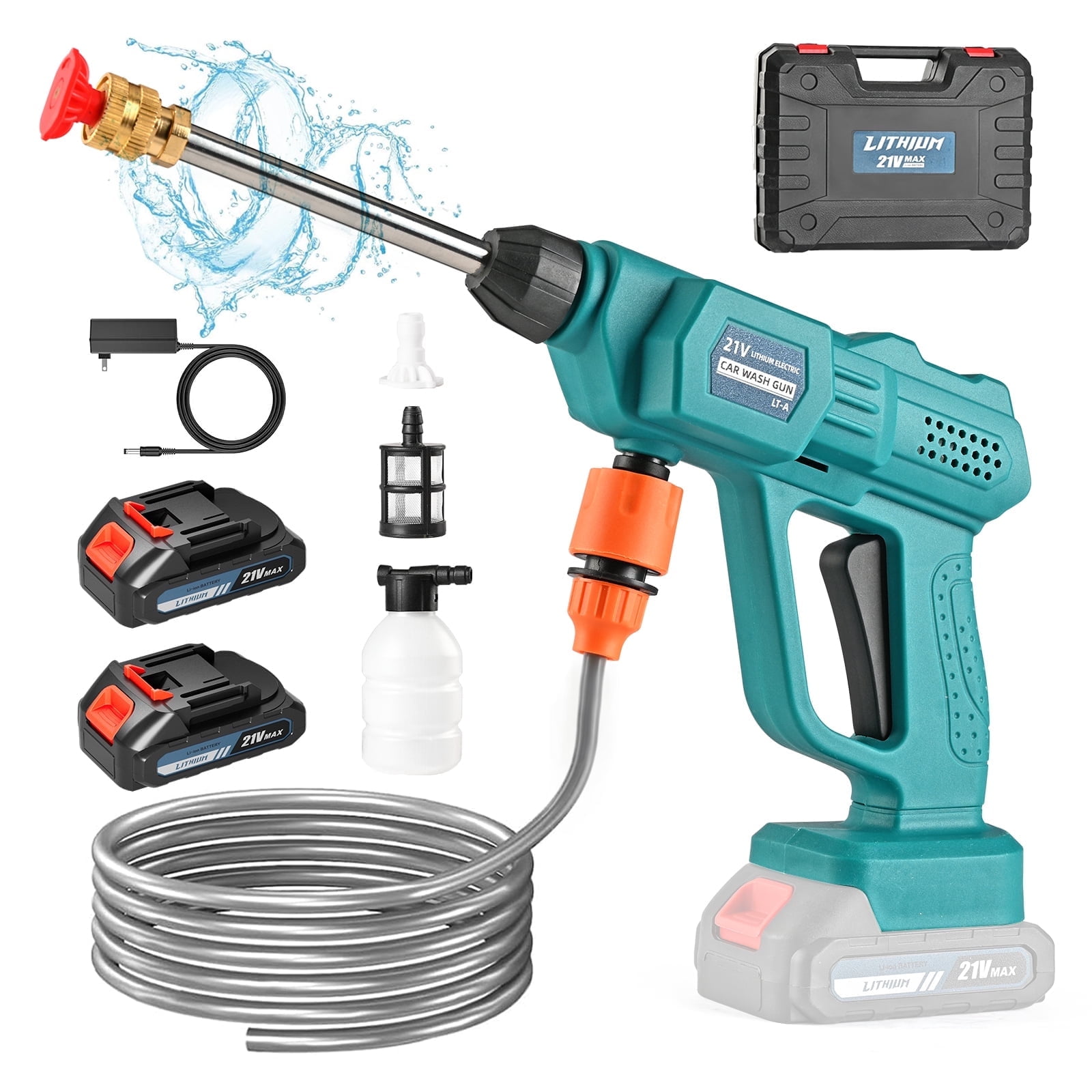 Cordless Pressure Washer Battery Powered Portable Handheld Power Washer Home Battery Pressure Washer for Car Floor Wall Fence Yard Cleaning Blue