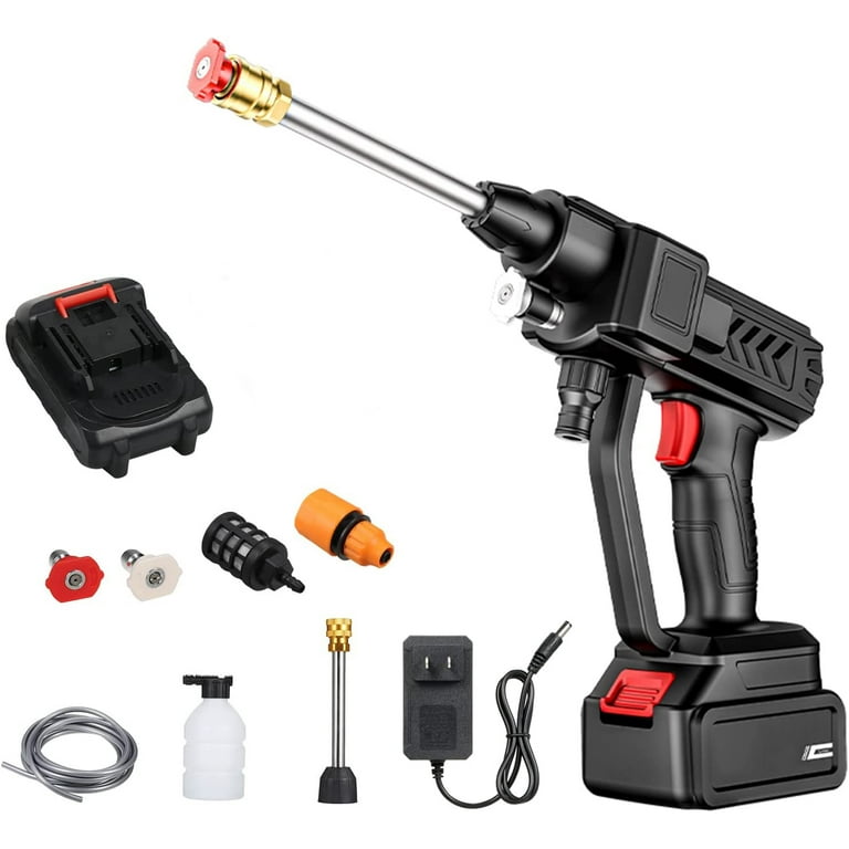Cordless Pressure Washer, Electric 21V Portable Pressure Washer, Handheld  Power Cleaner Water Gun with 2 Adjustable Nozzles for Car Detailing, Fence,  Floor, Plant 