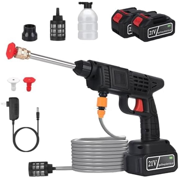 Cordless Pressure Washer Electric Power Washer 400PSI High Pressure Water Sprayer Car Washer Cleaner with 0 & 40 Nozzle Foam Bottle Filter 12000mAh 21V Battery and Charger for Home Car Garden