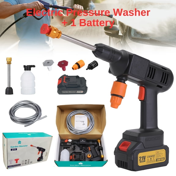 Cordless Pressure Washer Gun - Two 2000mAh Batteries, 500 PSI High Pressure, Portable for Car Washing, Home & Garden Watering - Ideal Outdoor Cleaning Tool