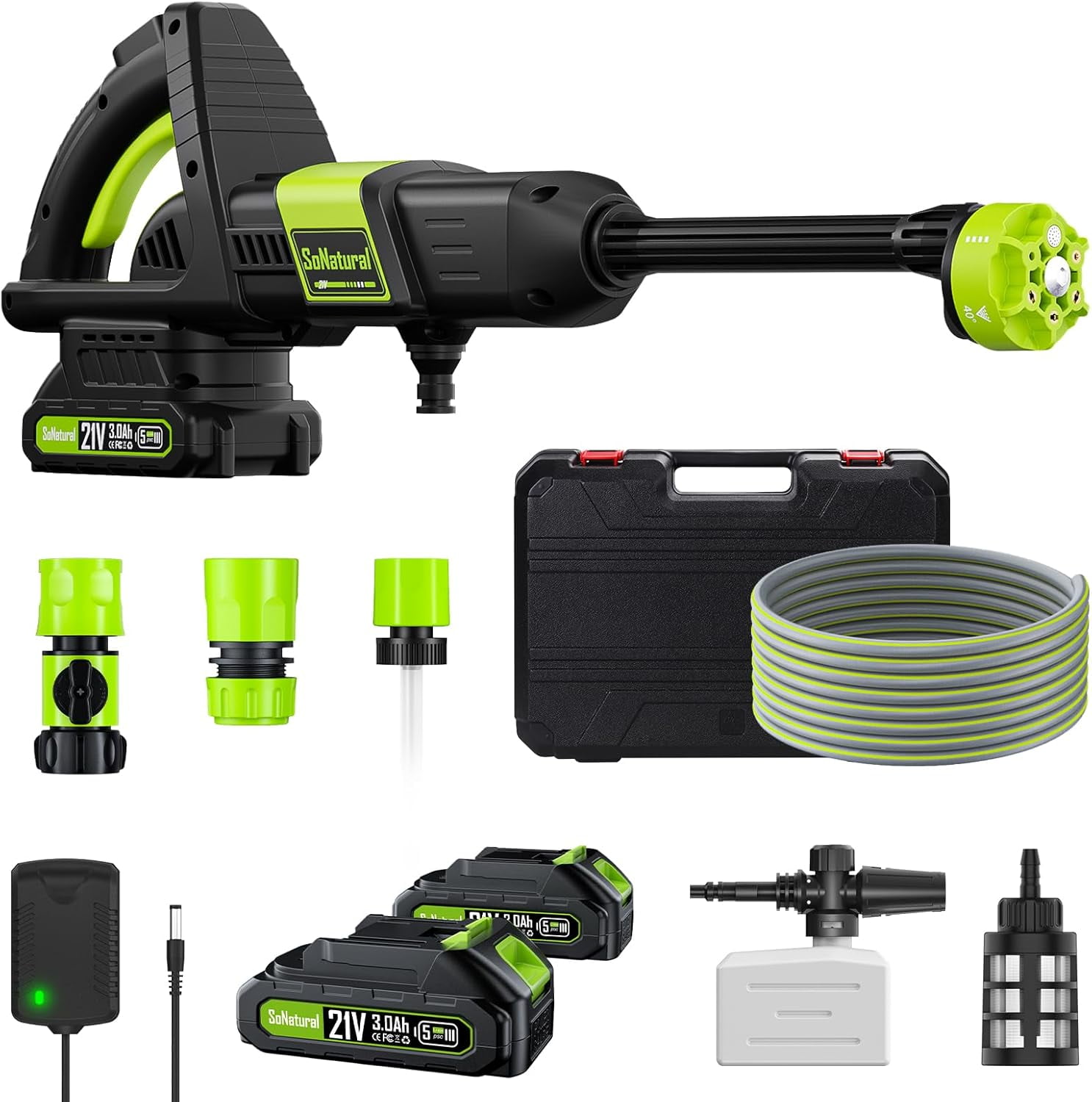 Walmart discounts of Cordless Pressure Washer Handheld Power Cleaner, 970PSI Portable Car Washer with Rechargeable 4.0Ah Dual Batteries 6-in-1 Nozzle Battery Operated Power Washer for Cars, Fences, Patio, Bikes Cleaning